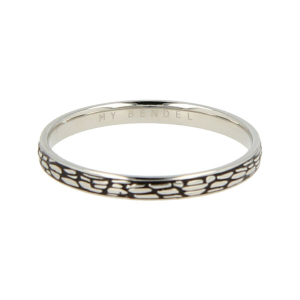 My Bendel - Picolo - Elegante 2mm brede zilverkleurige edelstalen ring met snakeprint. Blijft mooi, verkleurt niet en hypoallergeen - maat 16