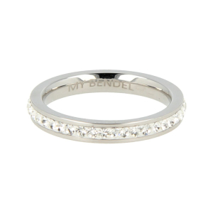 My Bendel - Picolo - Elegante 3mm brede zilver kleurige edelstalen ring met zirkonia. Blijft mooi, verkleurt niet en hypoallergeen - maat 16