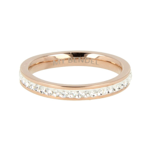 My Bendel - Picolo - Elegante 3mm brede rosé goud kleurige edelstalen ring met zirkonia. Blijft mooi, verkleurt niet en hypoallergeen - maat 17