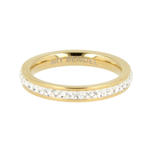 My Bendel - Picolo - Elegante 3mm brede goud kleurige edelstalen ring met zirkonia. Blijft mooi, verkleurt niet en hypoallergeen - maat 17