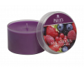 Tin Candle - Mixed Berries -Een mix van verse seizoensbraambessen, aardbeien, veenbessen en bosbessen met een vleugje zoete vanille - Brandtijd: +/- 30 uur Formaat: 66 × 42 mm -