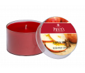 Tin Candle - Apple Spice - Een heerlijke, gemengde geur van zoete appel en een vleugje kaneel. - Brandtijd: +/- 30 uur Formaat: 66 × 42 mm -