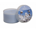 Tin Candle - Cotton Powder - Een heerlijke, verleidelijke geur die ons vult met herinneringen aan vakanties op tropische stranden. - Brandtijd: +/- 30 uur Formaat: 66 × 42 mm -