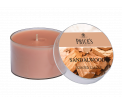 Tin Candle - Sandalwood -Een klassiek oosters aroma met houtachtige tonen en rijke topnoten - Brandtijd: +/- 30 uur Formaat: 66 × 42 mm -