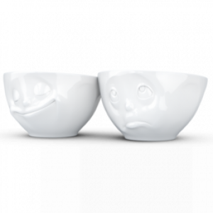 Medium Bowl Set No.2 - Happy & Oh Please/Gluecklich & Och Bitte - 2x200ml White - Hoogwaardige kwaliteit hotelservies, magnetron en vaatwasmachine bestendig