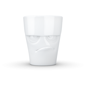 Mug with handle 350ml - Grumpy/Grummelig - white -Hoogwaardige kwaliteit hotelservies, magnetron en vaatwasmachine bestendig