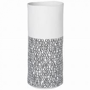 Vase Small Black&White - White porcelain with black painted words